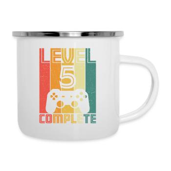 5. Geburtstag Gamer Level 5 Complete 5 Jahre - Emaille-Tasse - Weiß - Rechts