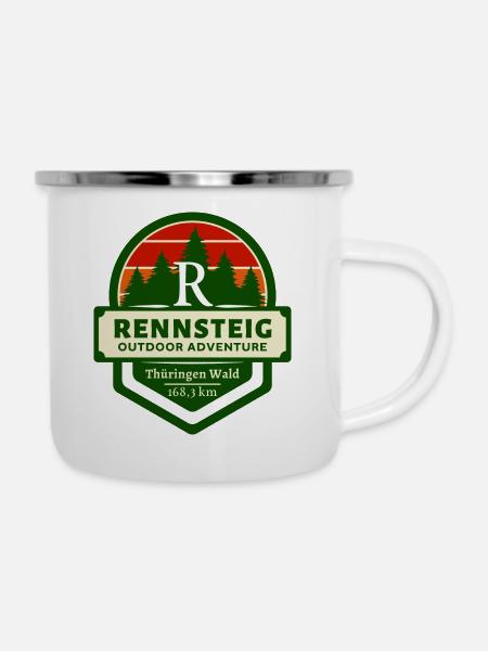 Rennsteig-Höhenweg des Thüringer Waldes - Emaille-Tasse - Weiß