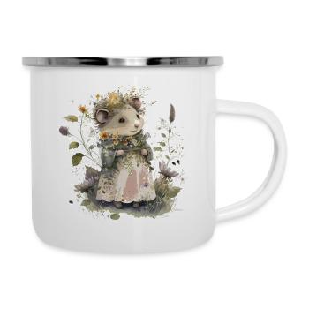 Romantisches Tiermotiv - Emaille-Tasse - Weiß - Rechts
