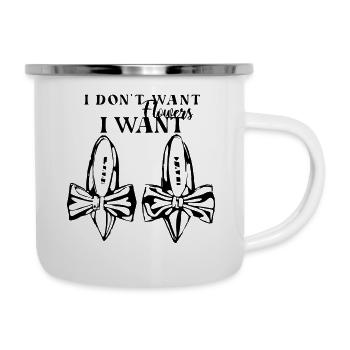 Chaussures Je n’avertis pas les fleurs, je veux des chaussures - Tasse émaillée - blanc - Droite