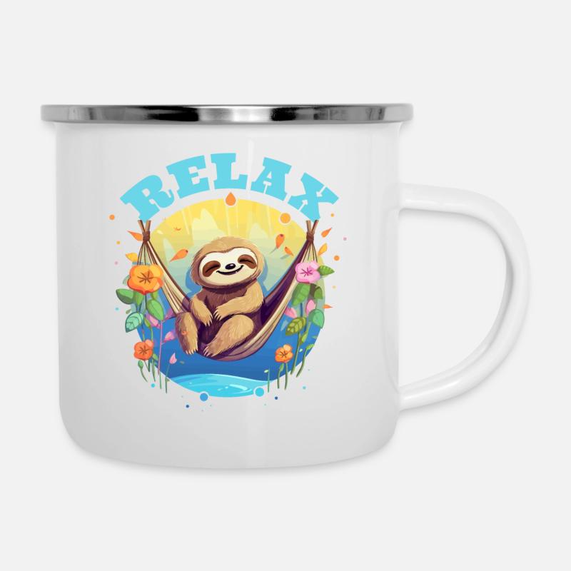 Relax - Relaxed Sloth Design - Funny - Camper Mug - white