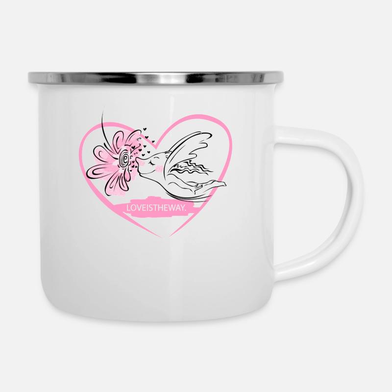 L’amour est le chemin - Liebe ist der Weg - Tasse émaillée - blanc