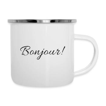 Conception de texte Bonjour - Tasse émaillée - blanc - Droite