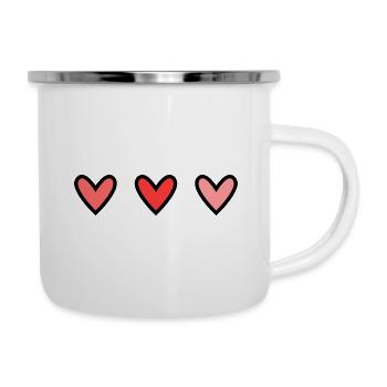 HERZ. HERZ. HEILIGER VALENTINSTAG. LIEBE. LIEBE. PAAR. - Emaille-Tasse - Weiß - Rechts