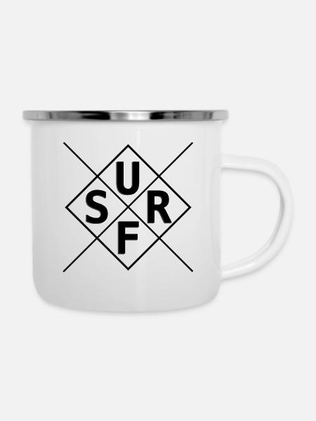 surfen - surfer - surf - Emaille-Tasse - Weiß