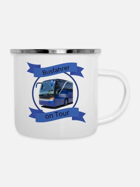 Busfahrer on Tour - Emaille-Tasse - Weiß