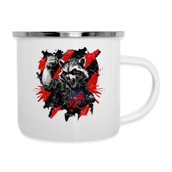 Wütender Waschbär, Anarchie, Revolution, Faust - Emaille-Tasse - Weiß - Rechts