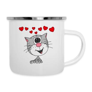 Valentines Day Cat Lady Wedding Anniversary - Camper Mug - white - Right