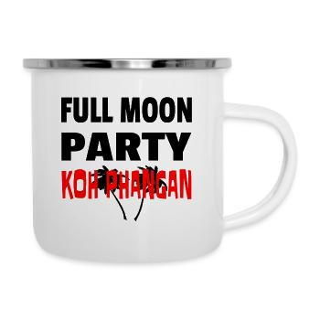 Full Moon Party Koh Phangan T Shirt Geschenkidee - Emaille-Tasse - Weiß - Rechts
