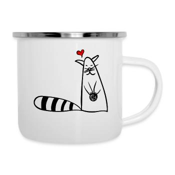 Kätzchen - Emaille-Tasse - Weiß - Rechts