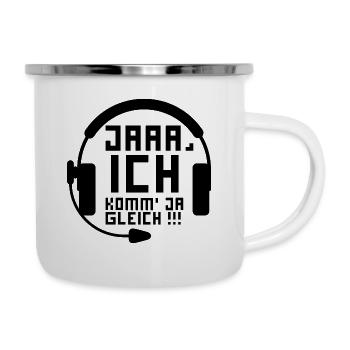 Zocker zocken - Gamer gamen - Emaille-Tasse - Weiß - Rechts