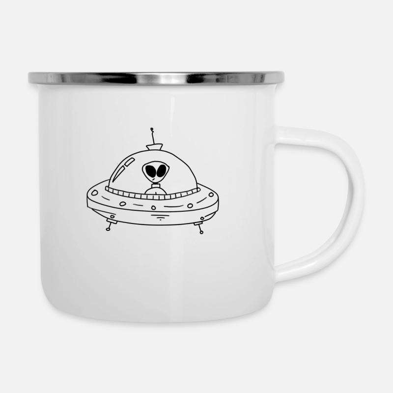 UFO - Emaille-Tasse - Weiß