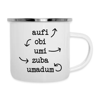 aufi obi umi - Orientierung in Österreich - Emaille-Tasse - Weiß - Rechts