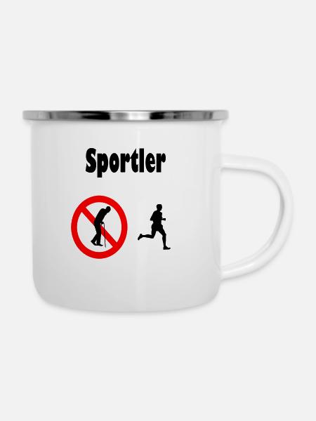 Sportler - Emaille-Tasse - Weiß