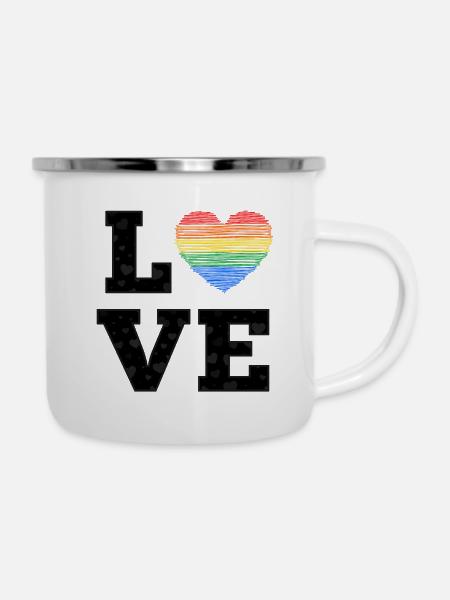 love pride regenbogenherz - Emaille-Tasse - Weiß