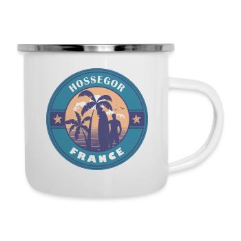 Hossegor Frankreich Sommer Surf Design - Emaille-Tasse - Weiß - Rechts