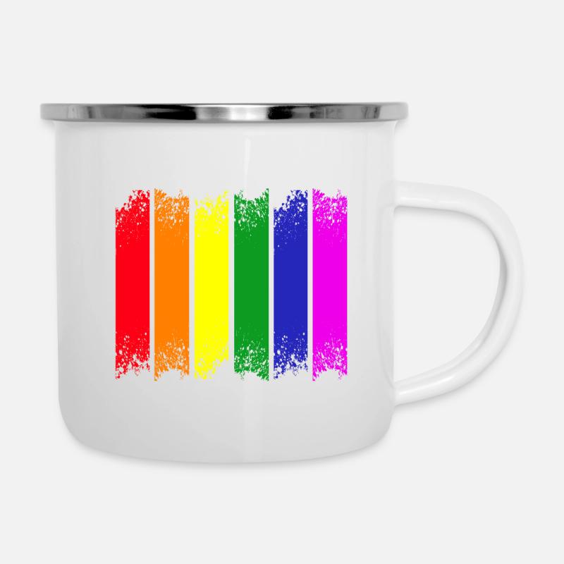 Fierté à rayures arc-en-ciel - Tasse émaillée - blanc