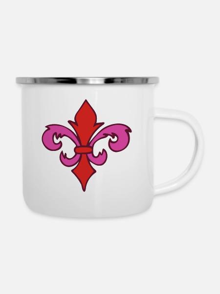 Fleur de Lys - Emaille-Tasse - Weiß