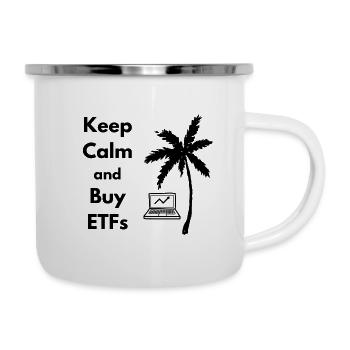 Restez calme et achetez des FNB - Tasse émaillée - blanc - Droite