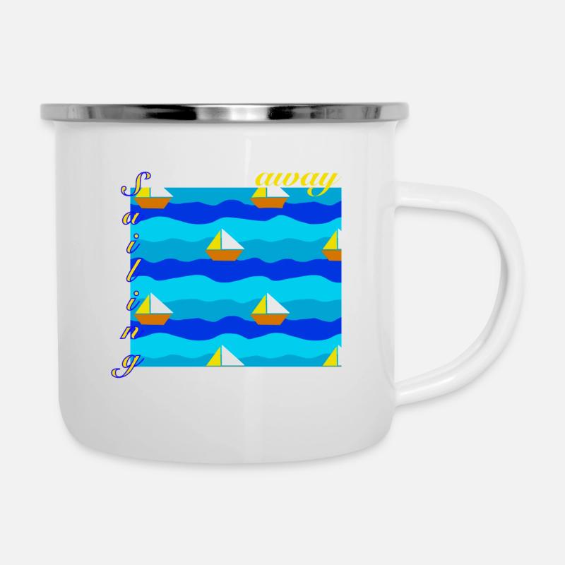 Sailing away - Emaille-Tasse - Weiß