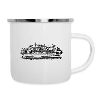 Großes Schiff - Emaille-Tasse - Weiß - Rechts