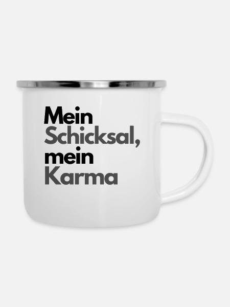 Mein Schicksal mein Karma - Emaille-Tasse - Weiß