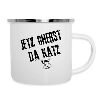 GherstDaKatz_Uberraschung | Redewendung - Emaille-Tasse - Weiß - Rechts