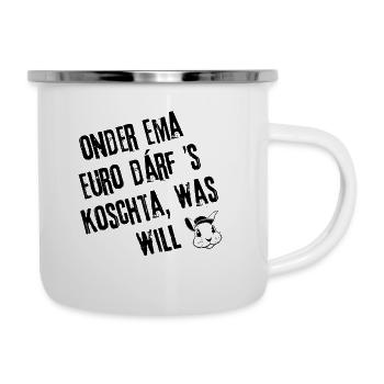 Spar-Gsälz | Redewendung - Emaille-Tasse - Weiß - Rechts