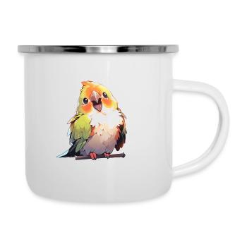 Papageien - Emaille-Tasse - Weiß - Rechts