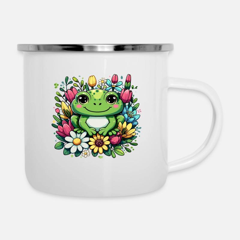 Unique frog design in flower wreath! - Camper Mug - white