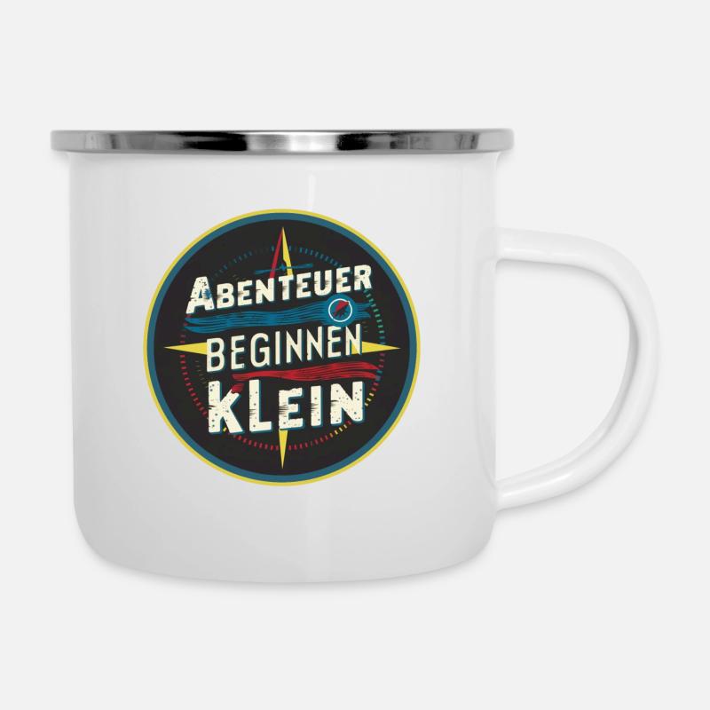 Abenteuer beginnen klein - Emaille-Tasse - Weiß