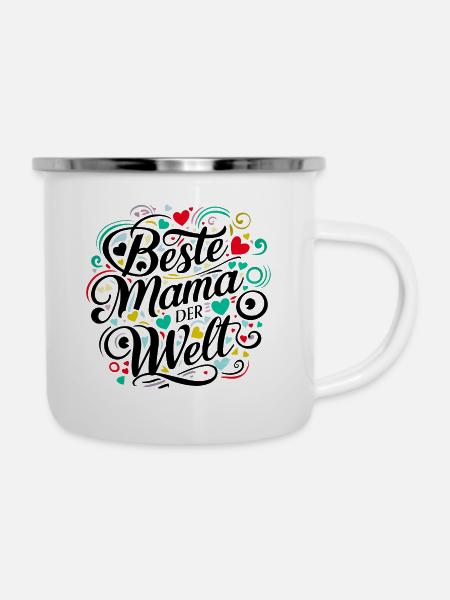 Beste Mama - Emaille-Tasse - Weiß