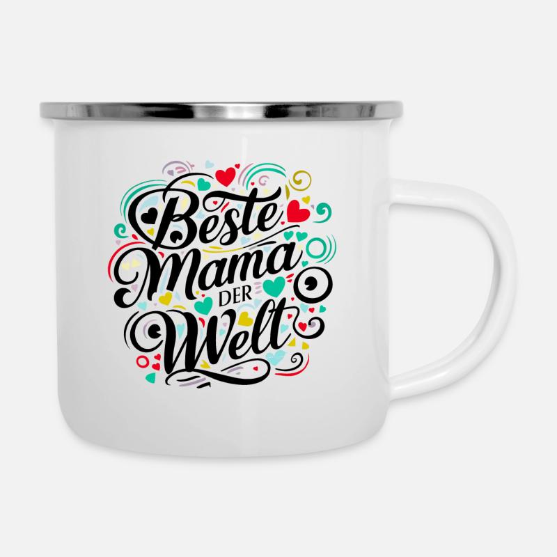 Beste Mama - Emaille-Tasse - Weiß
