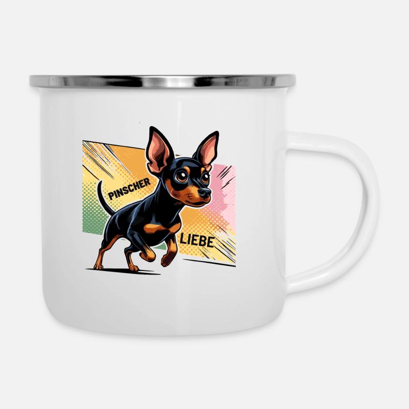 Pinscher Liebe Hund - Emaille-Tasse - Weiß
