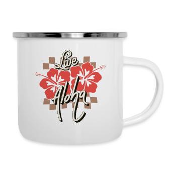 Hawaii Live Aloha Summer Vibe Saying Retro - Camper Mug - white - Right