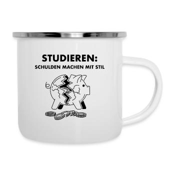 Studieren - Schulden (Dunkel) - Emaille-Tasse - Weiß - Rechts