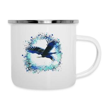 Adler,hellblau,fliegen, Illustration,vogel, mint - Emaille-Tasse - Weiß - Rechts