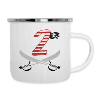 Ich bin Zwei 2 / Pirat Geburtstag Party Geschenk - Emaille-Tasse - Weiß - Rechts
