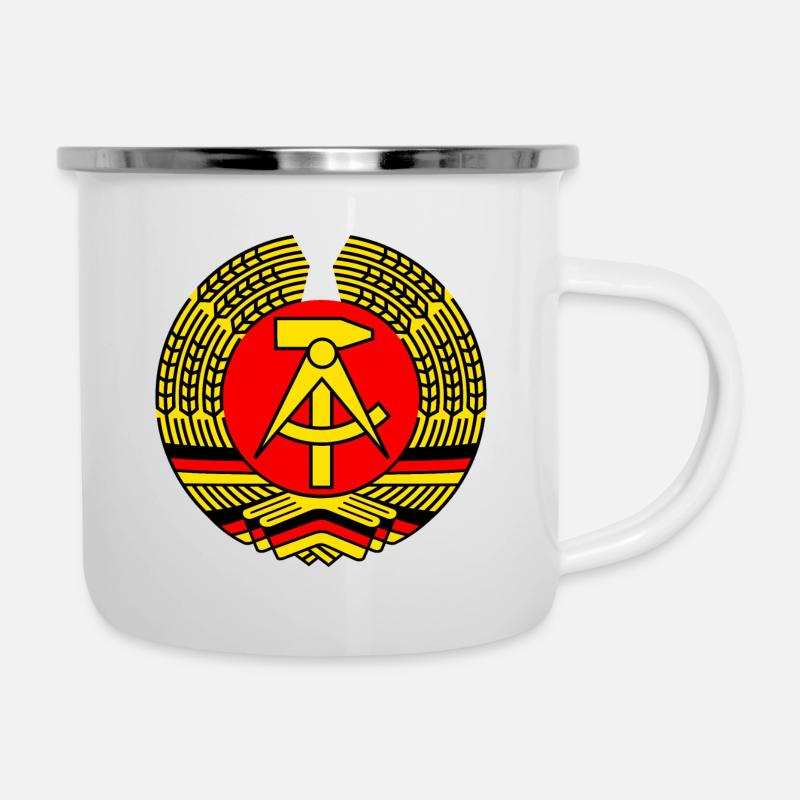 DDR Wappen (stilisiert) - Emaille-Tasse - Weiß