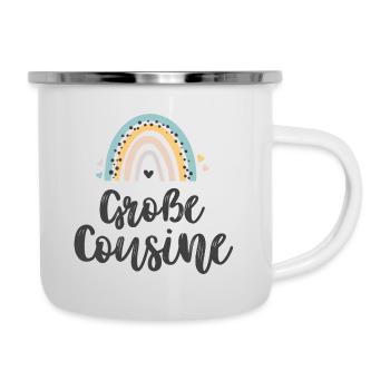 Große Cousine 2024 Regenbogen Herz Mädchen - Emaille-Tasse - Weiß - Rechts
