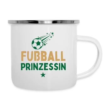 Fußball Queen Mädchen spielen Fußball Fußballerin - Emaille-Tasse - Weiß - Rechts