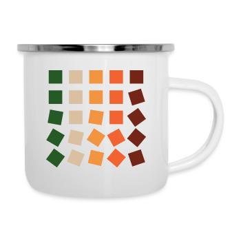 Retro Quadrate - Squares Retro Style - Emaille-Tasse - Weiß - Rechts