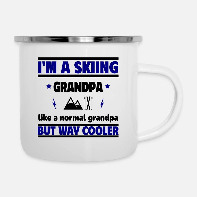 Papi skieur cool - Tasse émaillée - blanc