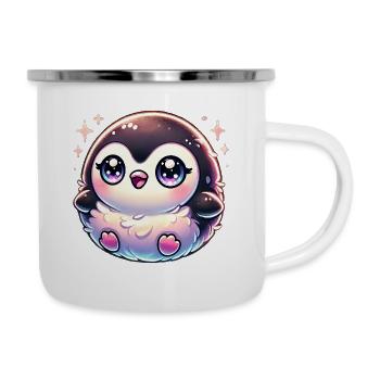 Super Cute Kawaii Baby Penguin - Emaille-Tasse - Weiß - Rechts
