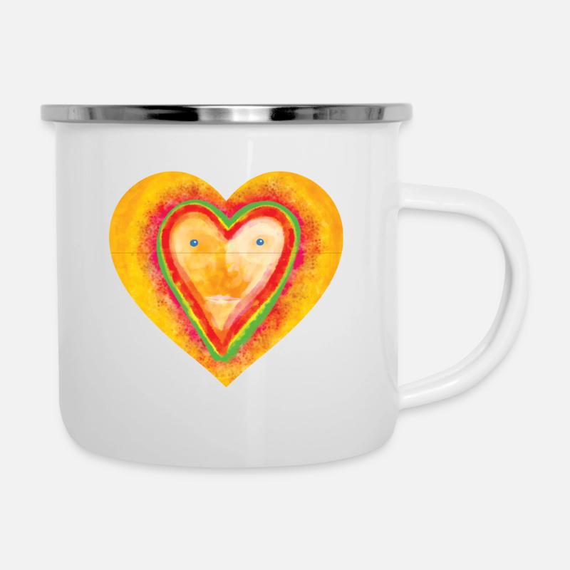 Herz - Emaille-Tasse - Weiß