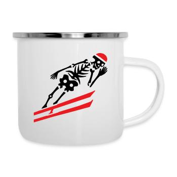 Squelette skieurs bicolores - Tasse émaillée - blanc - Droite