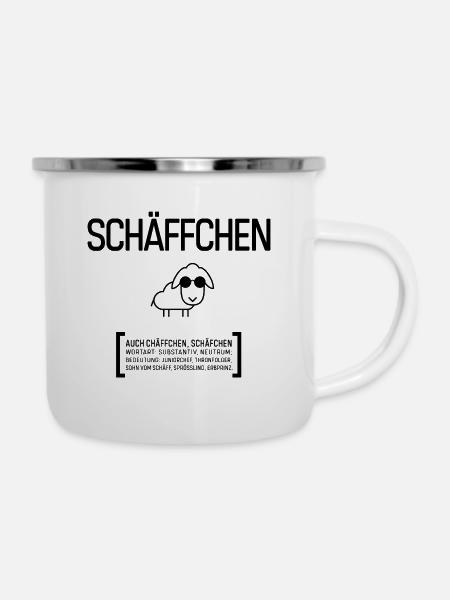 SCHÄFFCHEN SCHÄFF CHEF BOSS Geschenkidee - Emaille-Tasse - Weiß