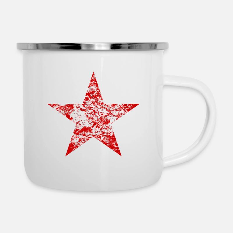 Rocker rouge étoile rouge - Tasse émaillée - blanc