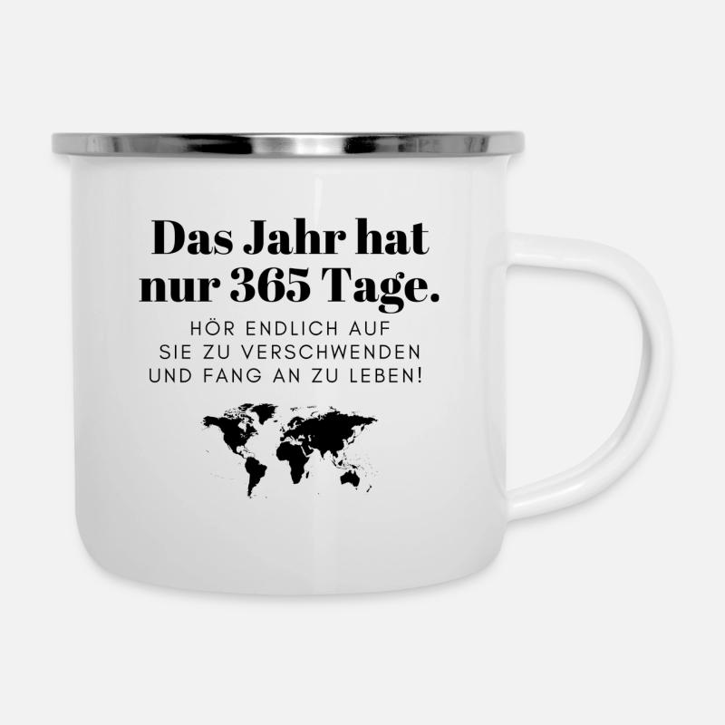 Genieße jeden Tag - Emaille-Tasse - Weiß