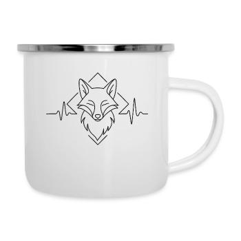 Fox Vibes - Line Art Fuchs - Emaille-Tasse - Weiß - Rechts